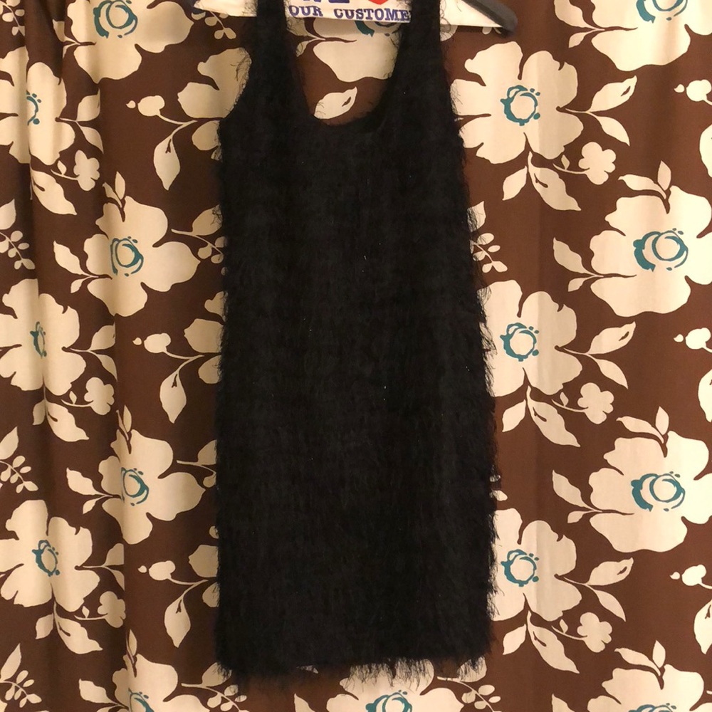 Adam Lippes size 2. Black feather cocktail dress